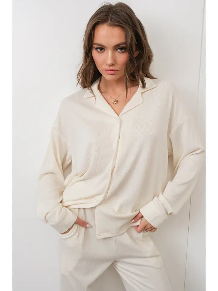 Pretty Garbage Oversized Textured Knit Shirt