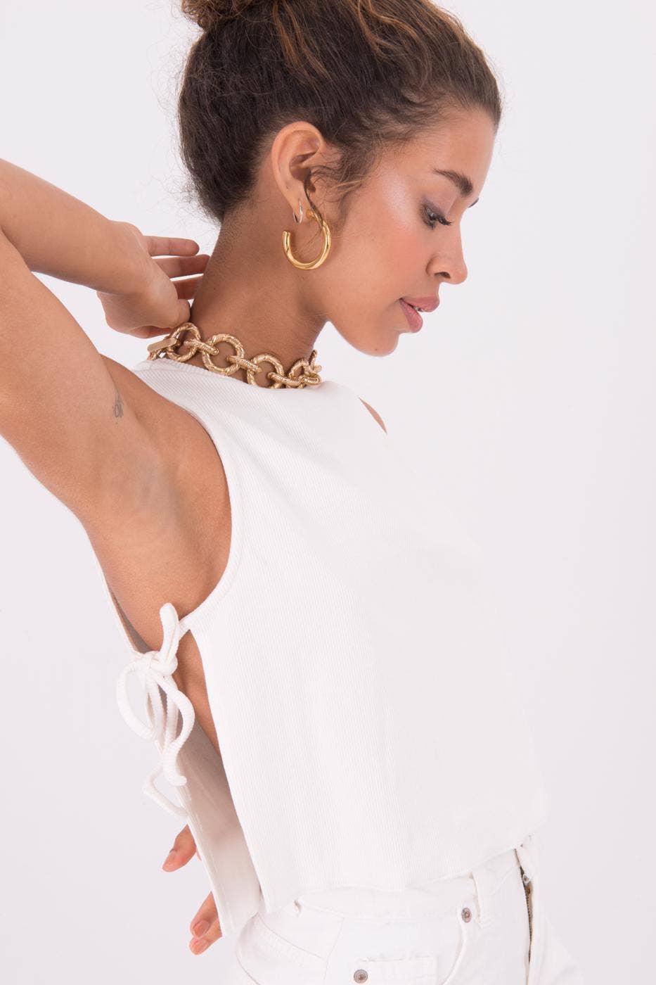 BSL Sleeveless Tie Side Blouse