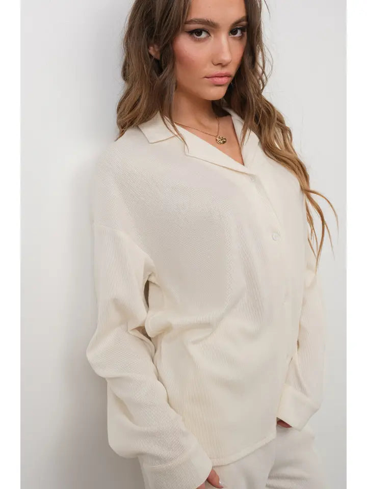 Pretty Garbage Oversized Textured Knit Shirt